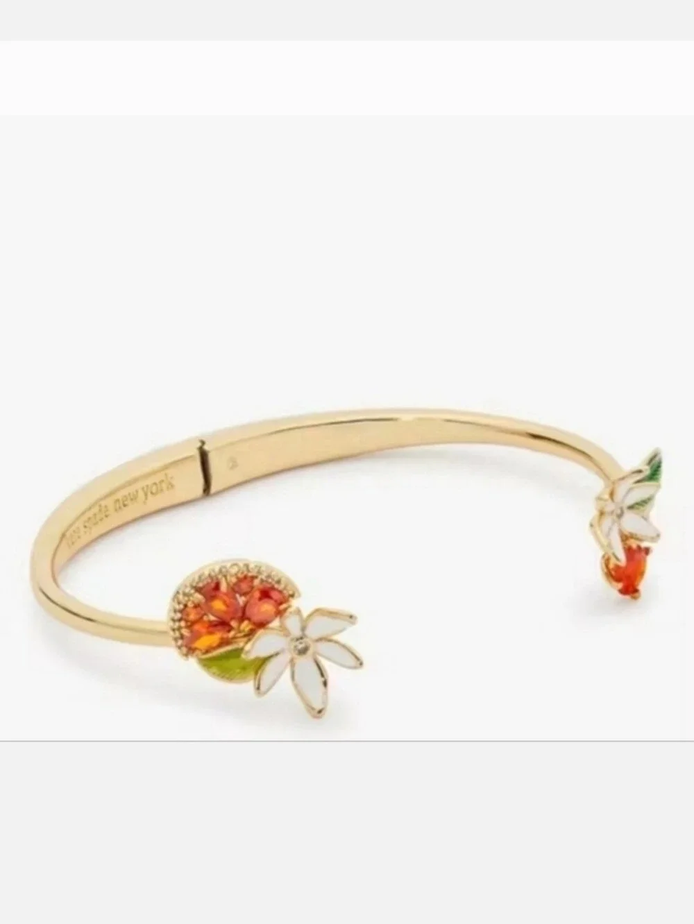 Kate Spade Surprise Sweet Citrus Hinge Cuff bracelet. Elegant floral bracelet f - Picture 3 of 8